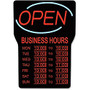 Royal Sovereign LED Open Sign with Business Hours - 1 Each - Open, Business Hour Print/Message - 16 inch; Width x 24 inch; Height - Rectangular Shape - Blue