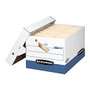 Bankers Box; Presto&trade; Storage Boxes, Letter/Legal, 15 inch; x 12 inch; x 10 inch;, 60% Recycled, White/Blue, Pack Of 4