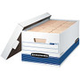 Bankers Box; Stor/File&trade; 65% Recycled Storage Boxes, Lift-Off Lid, 24 inch; x 12 inch; x 10 inch;, Letter, White/Blue, Pack Of 4