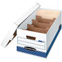 Bankers Box; Stor/File&trade; Storage Boxes With 4 Dividers, Letter, 24 inch; x 12 inch; x 10 inch;, 60% Recycled, White/Blue, Carton Of 12