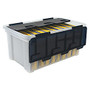 Office Wagon; Brand Flip Lid Tote, 11 1/10 inch;H x 14 1/5 inch;W x 23 3/5 inch;D, Clear/Navy