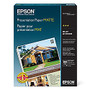 Epson; Presentation Paper, Matte, 8 1/2 inch; x 11 inch;, 27 Lb, Pack Of 100 Sheets