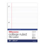 Office Wagon; Brand Notebook Filler Paper, College-Ruled, 8 inch; x 10 1/2 inch;, 3-Hole Punched, White, Pack Of 150