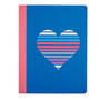 Divoga; Composition Notebook, Hearts Collection, Wide Ruled, 160 Pages (80 Sheets), Blue Stripe