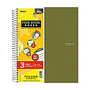 Five Star; Notebook, 8 inch; x 10 1/2 inch;, 3 Subjects, Wide Ruled, 75 Sheets, Assorted Colors (No Color Choice)