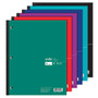 Office Wagon; Brand Wireless Notebook, 8 1/2 inch; x 10 1/2 inch;, 3-Hole Punched, 1 Subject, Wide Ruled, 80 Sheets, Assorted Colors