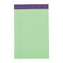 Office Wagon; Brand Fashion Legal Note Pad, 5 inch; x 8 inch;, Narrow Rule, 100 Pages (50 Sheets), Purple Grid/Green