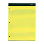 TOPS; Double Docket; Perforated Writing Pads, 3-Hole Punched, 8 1/2 inch; x 11 3/4 inch;, Legal Ruled, 100 Sheets, Canary, Pack Of 3 Pads
