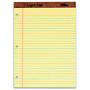 TOPS&trade; 3-Hole Punched Perforated Writing Pads, 8 1/2 inch; x 11 3/4 inch;, Legal Ruled, 50 Sheets, Canary, Pack Of 12 Pads