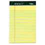 TOPS&trade; Docket; Writing Pads, 5 inch; x 8 inch;, Legal Ruled, 50 Sheets, Canary, Pack Of 12 Pads