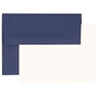 JAM Paper; A7 Stationery Set, 5 1/4 inch; x 7 1/4 inch;, Presidential Blue/White, Set Of 25 Cards And 25 Envelopes