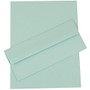 JAM Paper; Business Stationery Set, 8 1/2 inch; x 11 inch;, Aqua, Set Of 50 Sheets And 50 Envelopes