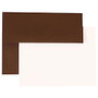 JAM Paper; Stationery Set, 4 3/4 inch; x 6 1/2 inch;, 100% Recycled, Chocolate Brown/White, Set Of 25 Cards And Envelopes