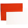JAM Paper; Stationery Set, 4 3/4 inch; x 6 1/2 inch;, 30% Recycled, Orange/White, Set Of 25 Cards And Envelopes