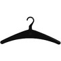 Lorell; Plastic Garment Hangers, Open Hook, 7 inch; x 17 inch;, Black, Pack Of 12