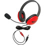 Califone Red Stereo Headphone w/ Mic Dual 3.5mm Plug Via Ergoguys