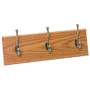 Safco; 3-Hook Wall Rack, 6 3/4 inch;H x 18 inch;W x 3 1/4 inch;D, Medium Oak