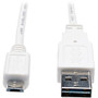 Tripp Lite 3ft USB 2.0 High Speed Cable Reversible A to 5Pin Micro B M/M White