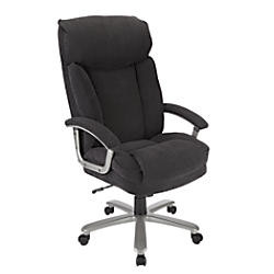 Realspace Btec 820 Big Tall Executive Fabric High Back Chair Black Silver Office Wagon