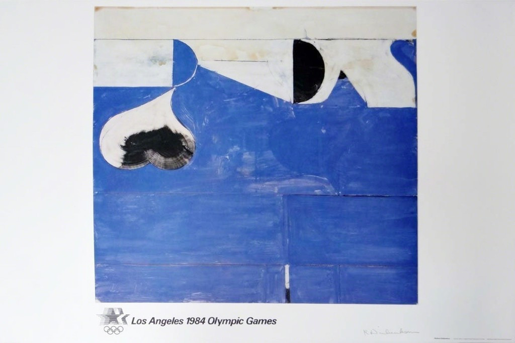 Richard Diebenkorn, Los Angeles 1984 Olympic Games (Pencil Signed with Olympic Committee COA) 1982, Offset Lithograph on Parsons Diploma Parchment.