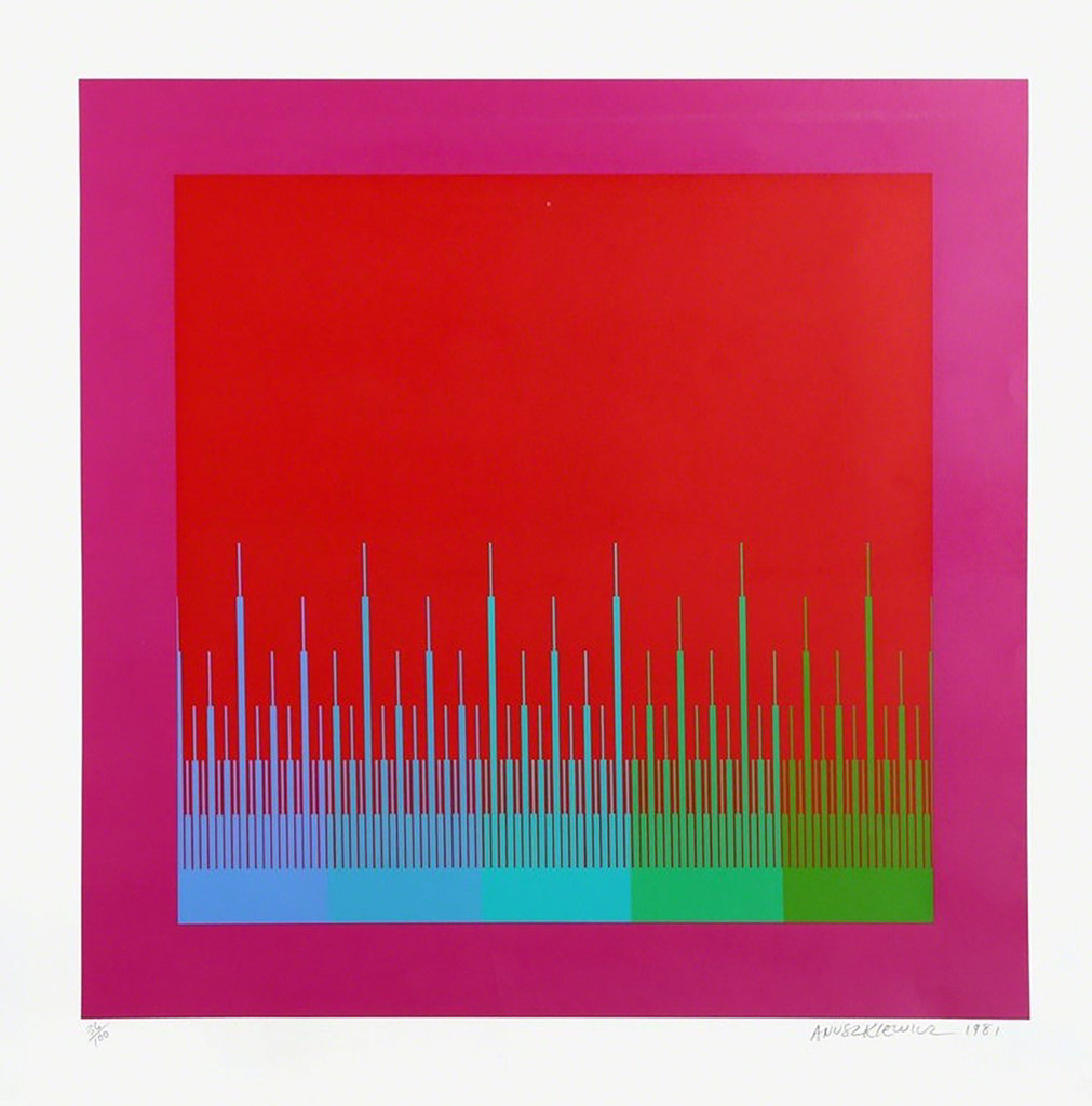  RICHARD ANUSZKIEWICZ, Soft Satellite Red 1981, Silkscreen, signed & numbered (framed)