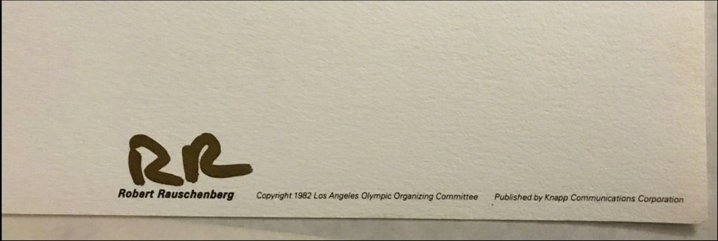  ROBERT RAUSCHENBERG Los Angeles 1984 Olympic Games (with Olympic Committee COA) 1982,  Offset Lithograph on Parson's Diploma paper