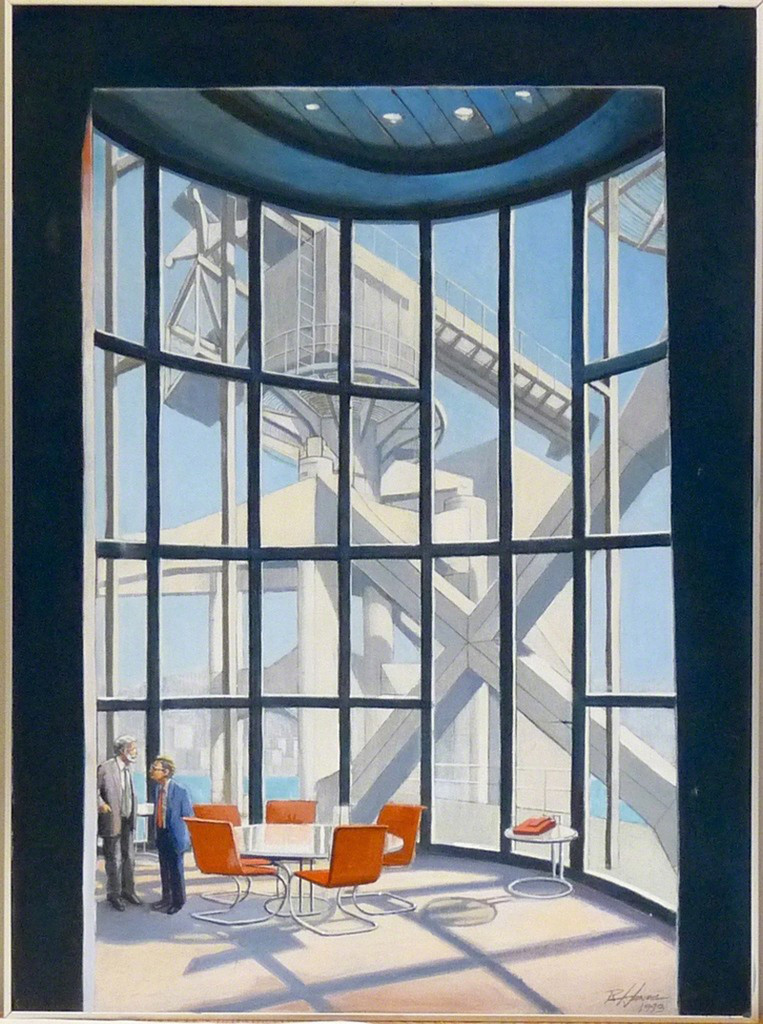  RICHARD HAAS Hong Kong Bank by Norman Foster 1993, Acrylic on Canvas. Signed. Framed.