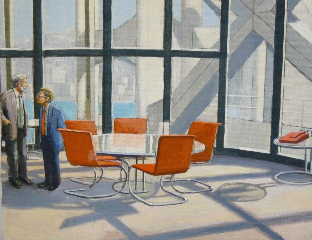  RICHARD HAAS Hong Kong Bank by Norman Foster 1993, Acrylic on Canvas. Signed. Framed.
