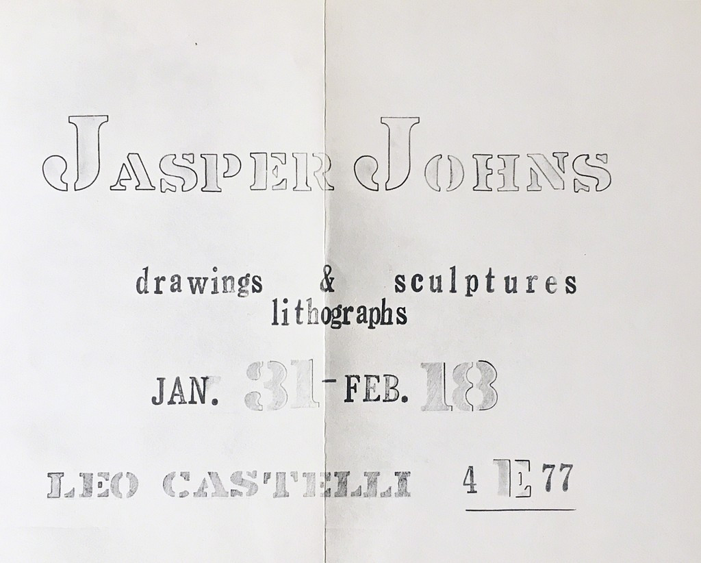  JASPER JOHNS Rare Vintage Promotional Mailer for Jasper Johns Opening at Leo Castelli Gallery - "Jasper Johns Drawings, Sculptures and Lithographs" 1961, Offset Lithograph Poster