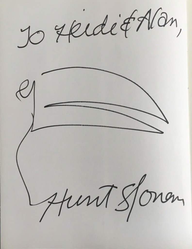  HUNT SLONEM Original signed & inscribed drawing ca. 2012, Unique marker drawing held inside hardback monograph. Signed and inscribed