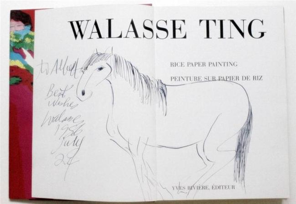 Walasse Ting Horse  Original Drawing Rare Signed & Dedicated, Unique  