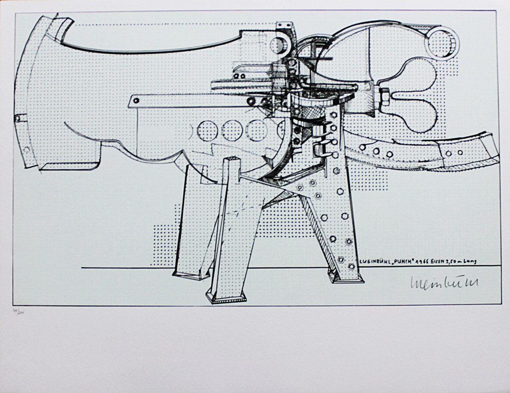 Bernhard Luginbühl, Renowned Swiss Artist Hand Signed, Numbered Silkscreen: "Punch", on Velincarton, 1966, Swiss Society for Fine Arts Portfolio