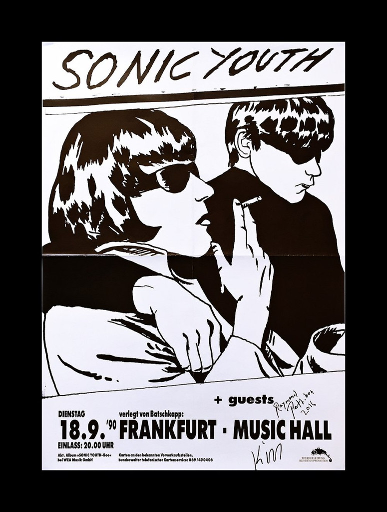 Raymond Pettibon, Kim Gordon, Sonic Youth at Frankfurt Music Hall (Hand Signed by both Raymond Pettibon and Kim Gordon), 1990-2016