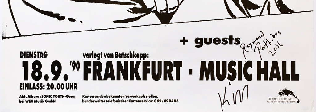 Raymond Pettibon, Kim Gordon, Sonic Youth at Frankfurt Music Hall (Hand Signed by both Raymond Pettibon and Kim Gordon), 1990-2016
