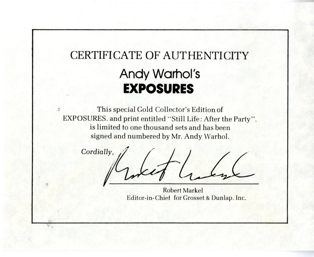 Andy Warhol, Deluxe Collectors' Edition of Exposures (Hand Signed and Numbered), 1979