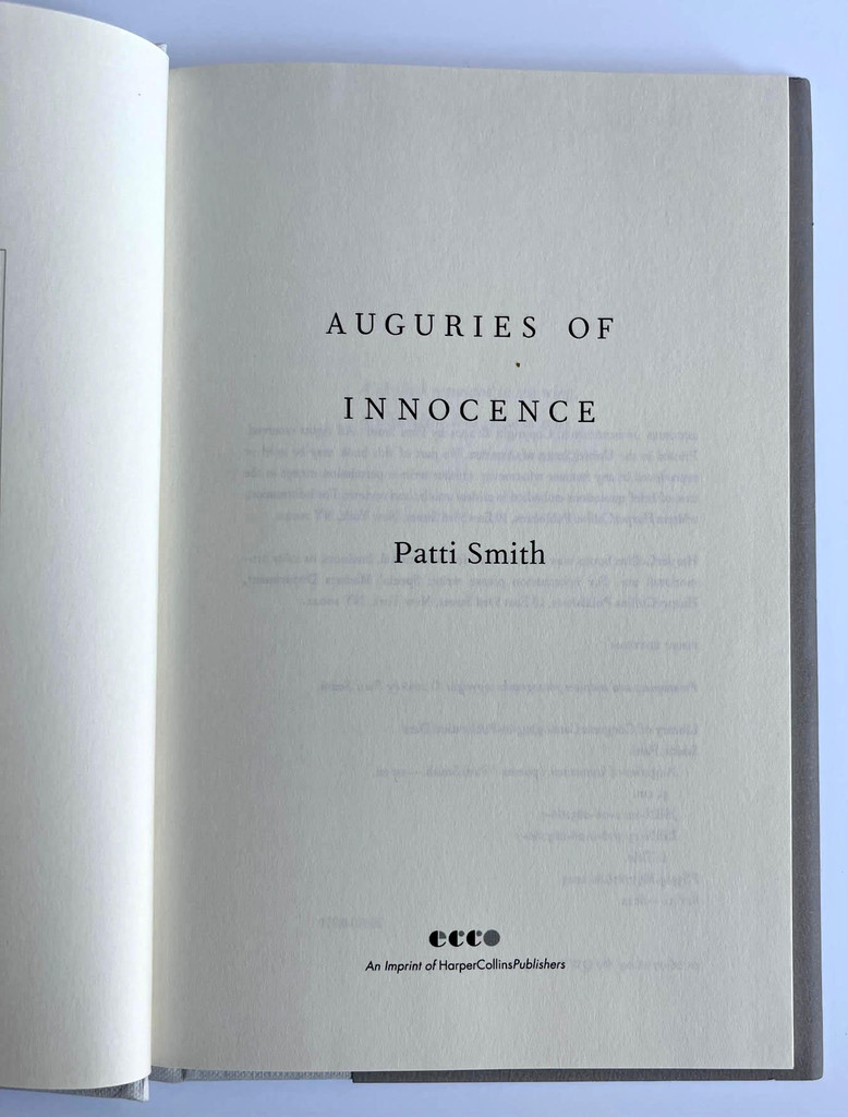 Patti Smith, Auguries of Innocence (Hand signed poetry book), 2005