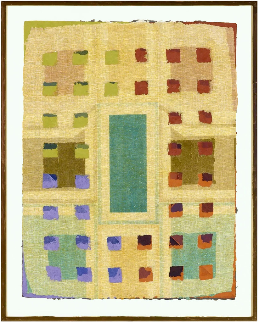 Alan Shields, Untitled mixed media geometric abstraction collage, ca. 1979