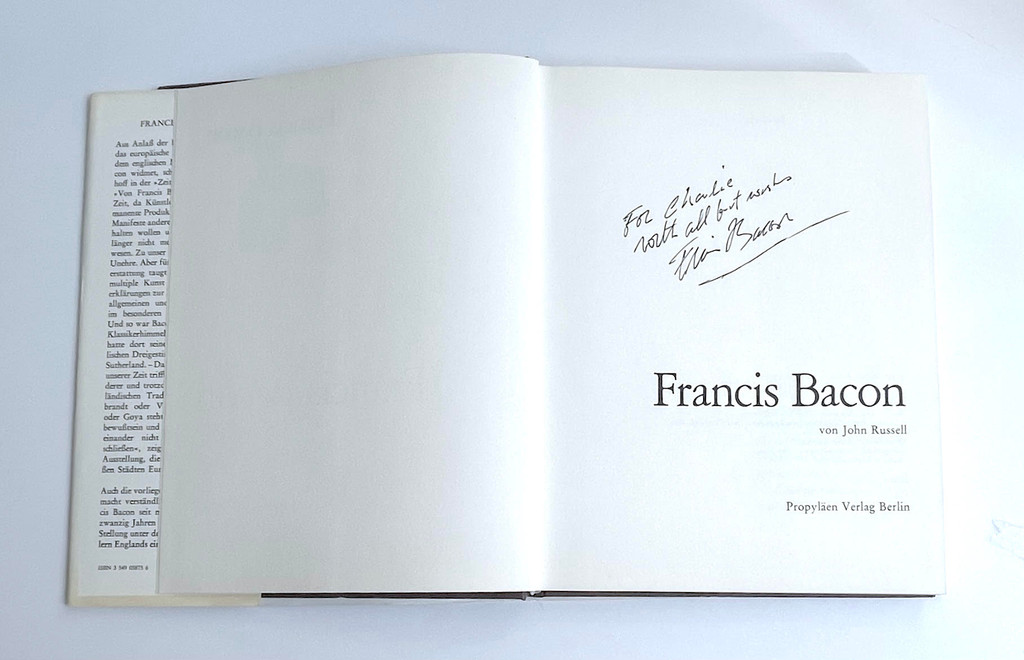 Francis Bacon, Francis Bacon von [with] John Russell (Monograph, hand signed and inscribed twice by Francis Bacon), 1972