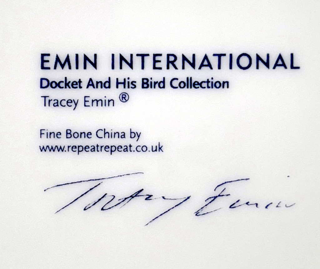 Tracey Emin, Docket and His Bird Collection plate (uniquely hand signed and inscribed by Tracey Emin), 2019