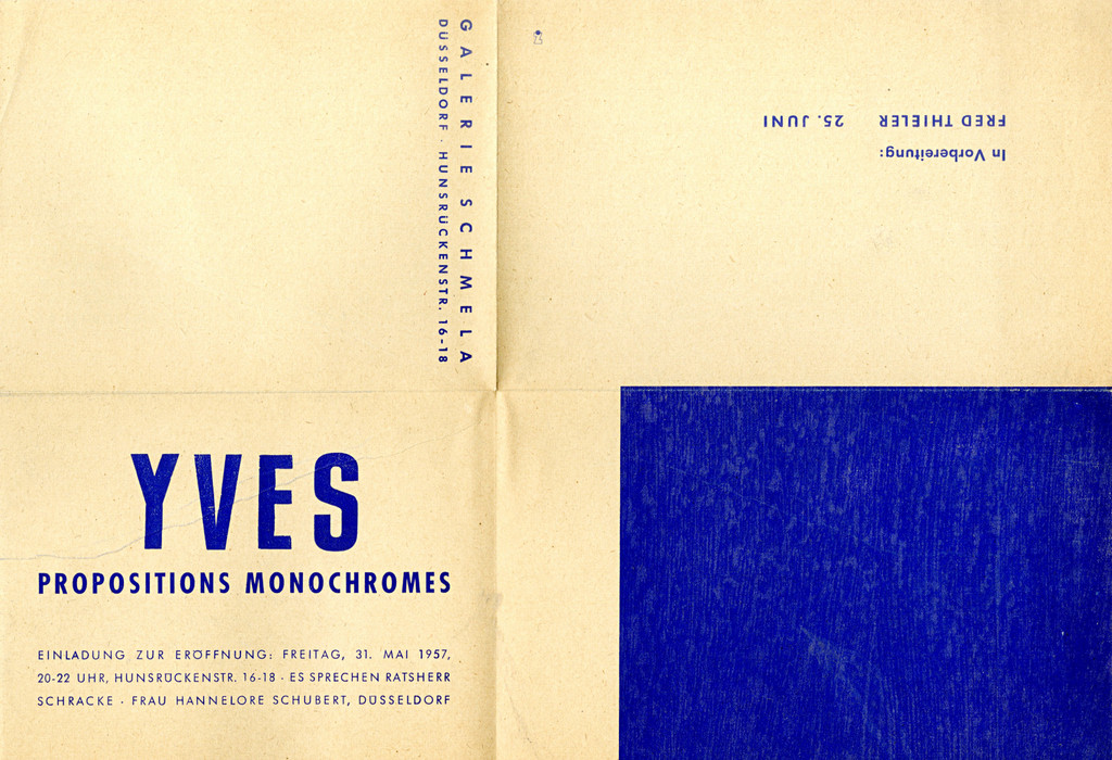 Yves Klein, Yves Klein Propositions Monochromes with IKB (International Klein Blue), 1957