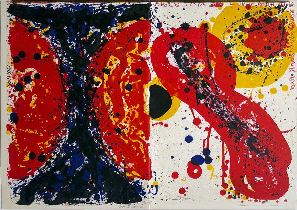 Sam Francis, Untitled Abstract Expressionist from the Deluxe [signed] edition of the 1 Cent Life Portfolio (hand signed twice, #85/100, from the Estate of Robert Indiana), 1964