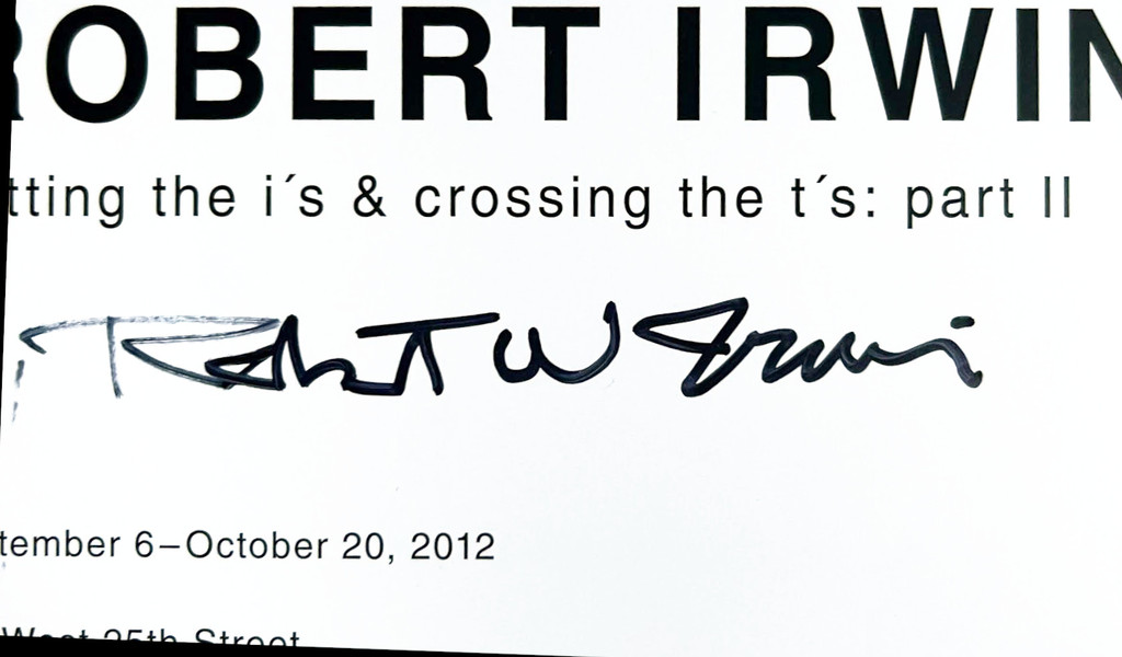 Robert Irwin, Fold-out PACE Gallery invitation (hand signed by Robert Irwin), 2012