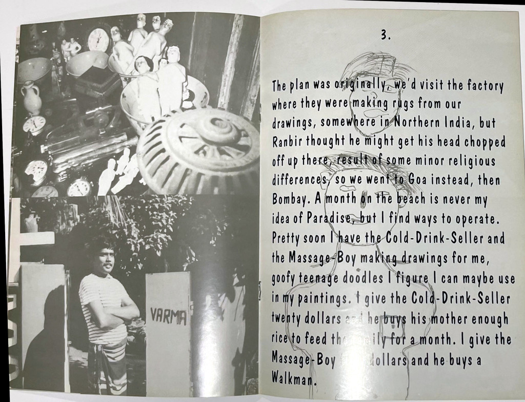 Donald Baechler, Wasted Time and Money: A Month in India with Ranbir Singh, and Getting There (Hand signed and inscribed to art critic Anthony Haden-Guest), 1989