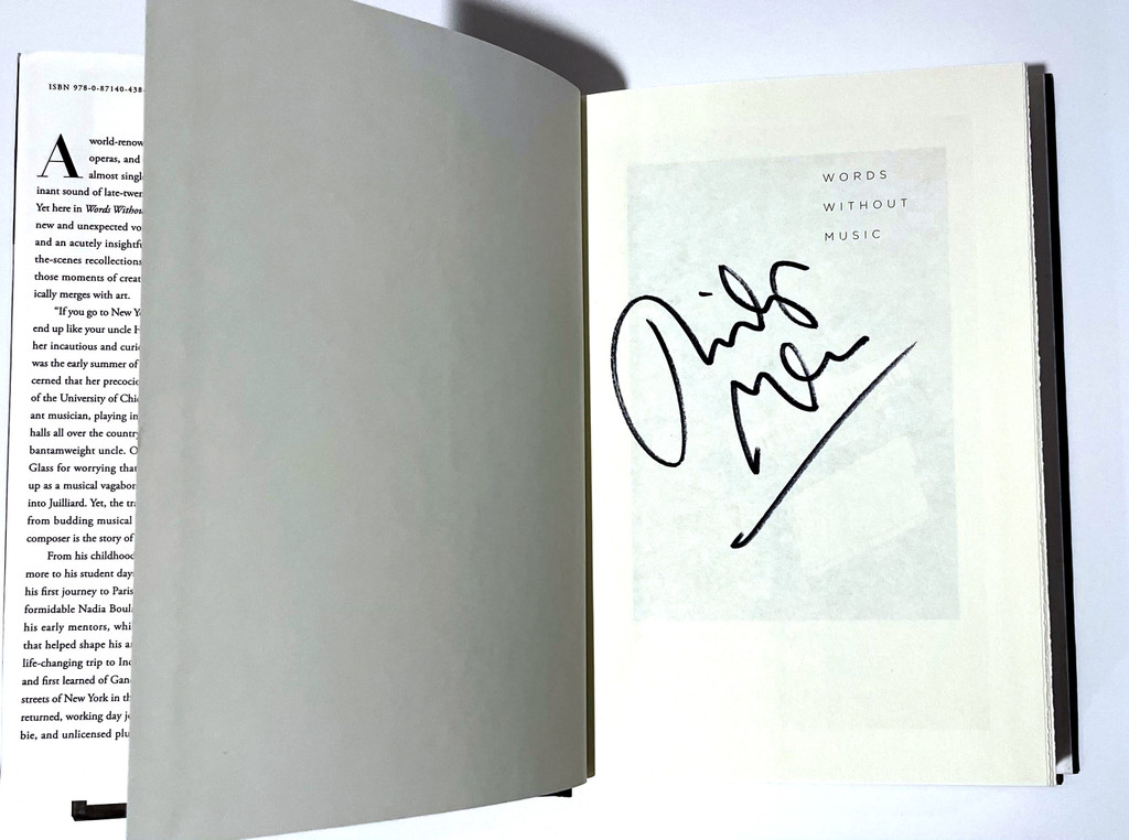 Philip Glass, Philip Glass Words Without Music (hand signed by Philip Glass), 2015