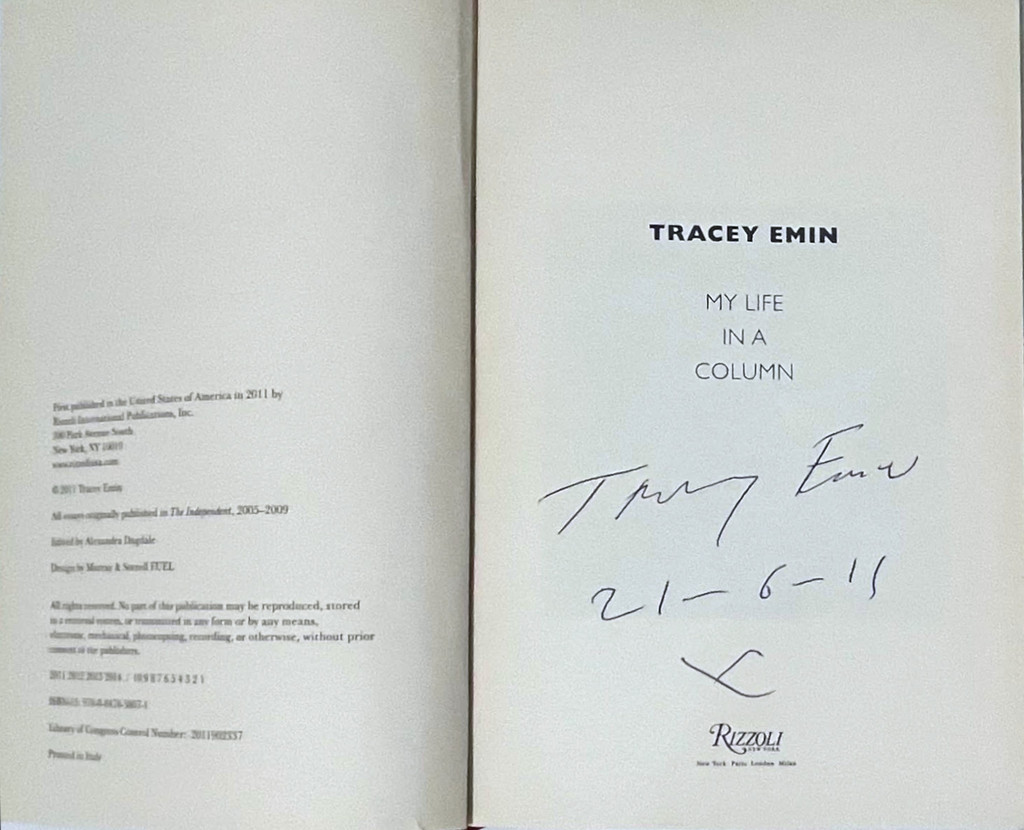 Tracey Emin, My Life in a Column (hand signed and dated by Tracey Emin), 2011
