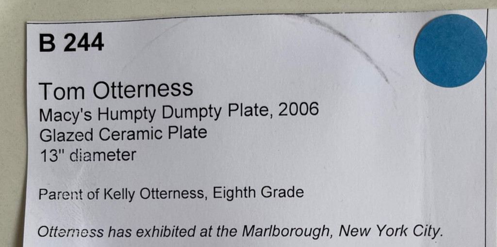 Tom Otterness, Macy's Humpty Dumpty Ceramic Plate, 2006