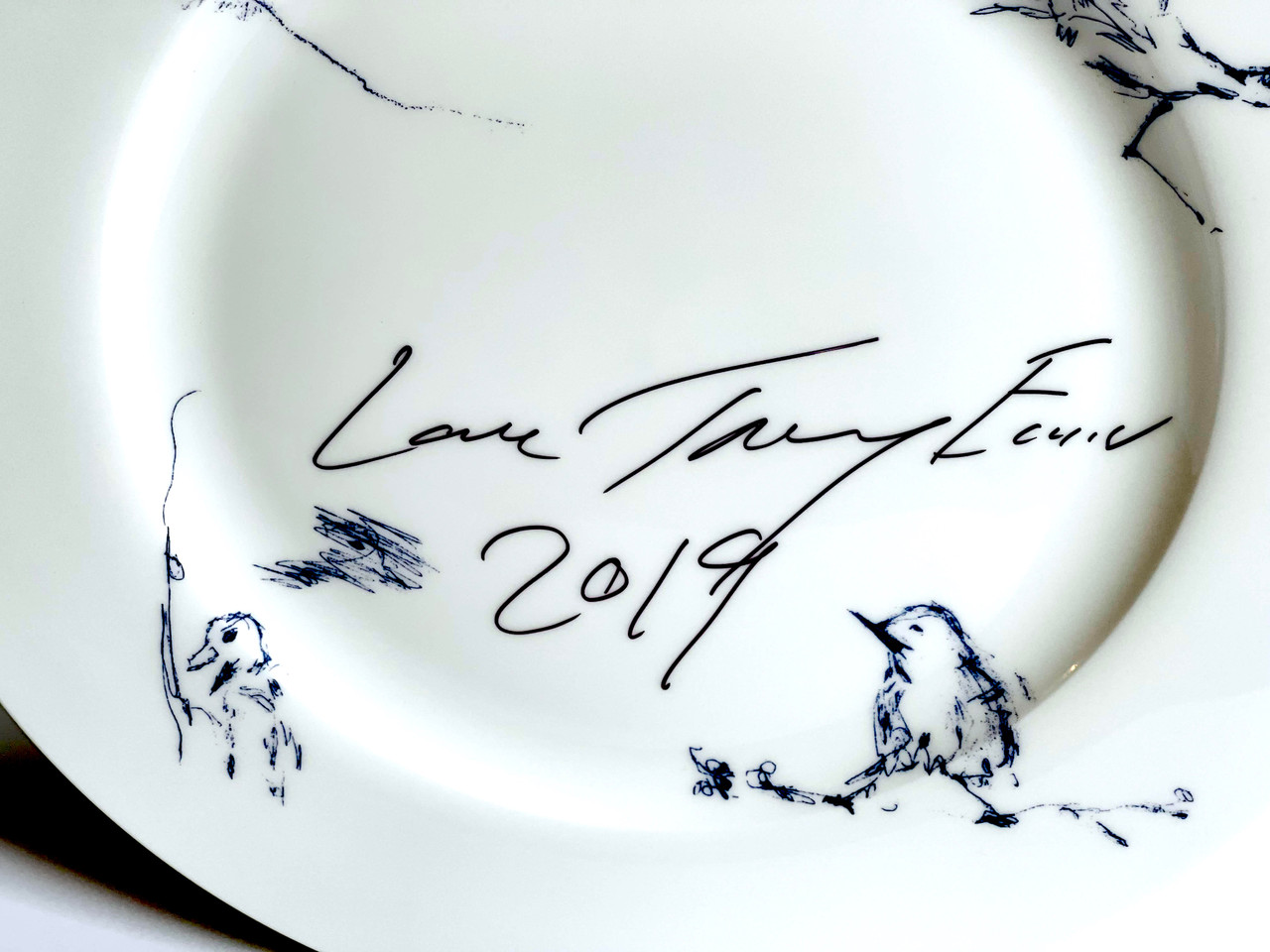 Tracey Emin, Docket and His Bird Collection plate (uniquely hand