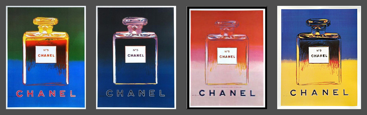 ANDY WARHOL, Chanel No. 5, Set of Four Offset Lithographs on Linen