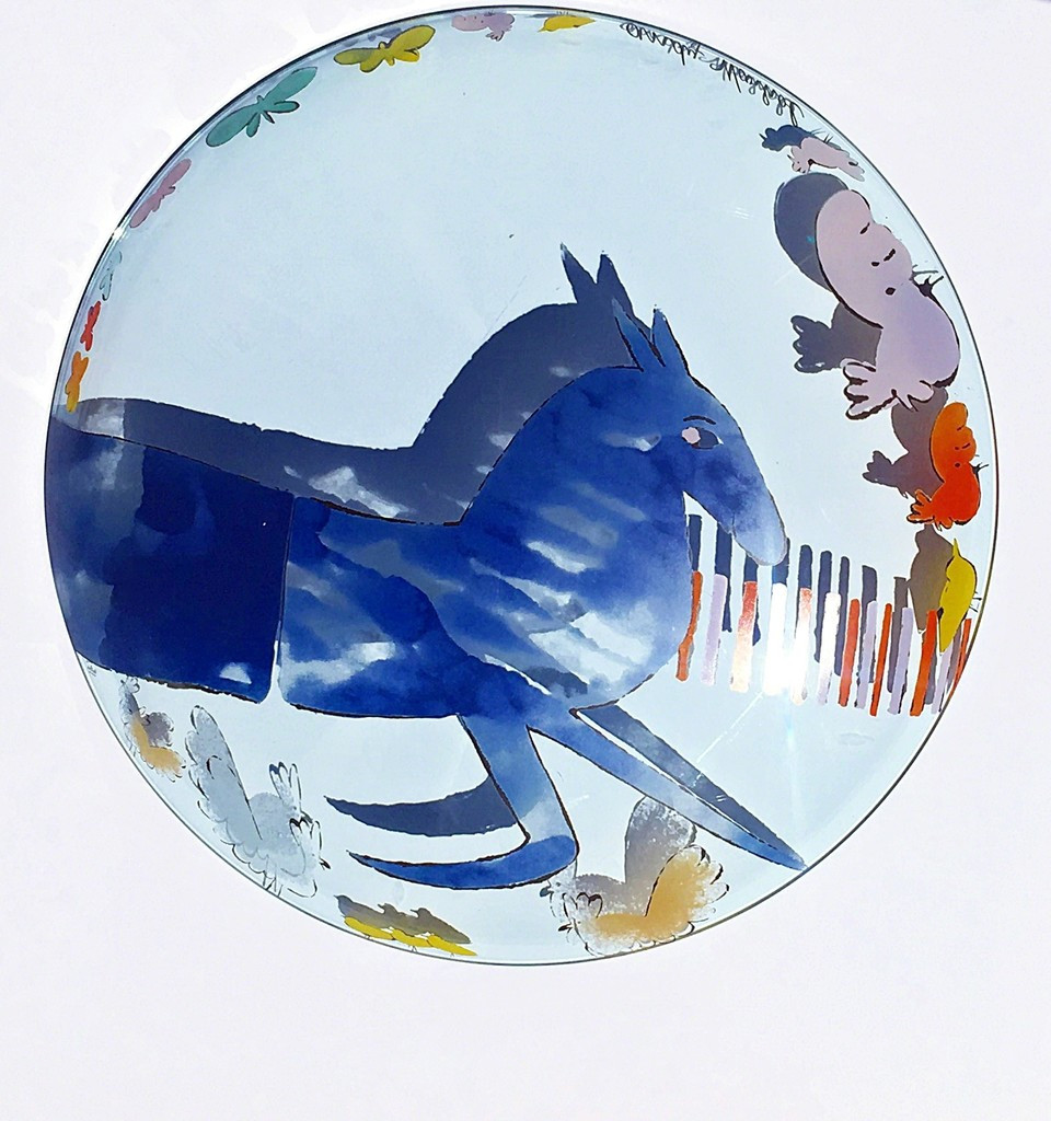 Andy Warhol, VINTAGE ROSENTHAL, Blue Horse, Glass BOWL - Alpha 137