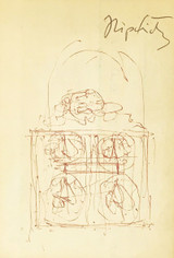  Jacques Lipchitz Sketch for the New Portal for New Harmony ca. 1970, Ink Pen on Paper. Hand Signed. Framed.